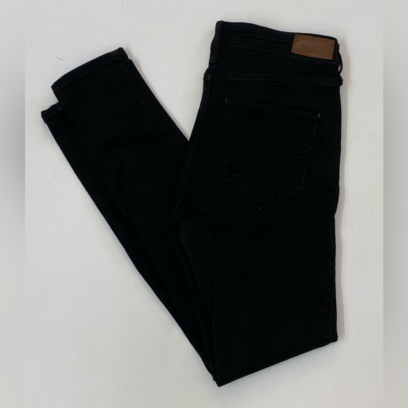 Hollister Distressed Mid Rise Super Skinny Classic Stretch Black Jeans size 5R - Picture 4 of 13